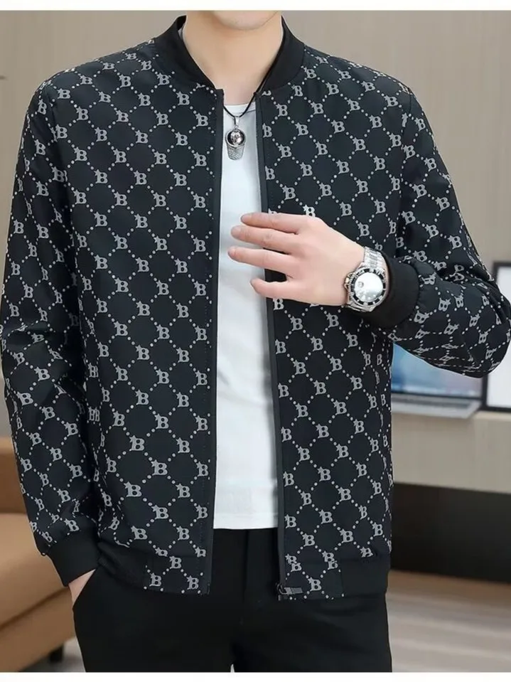 Men's Spring Autumn Lightweight Jacket Stand Collar Baseball Collar Slim Fit Youth Fashionable Baseball Sleeve Zipper Closure