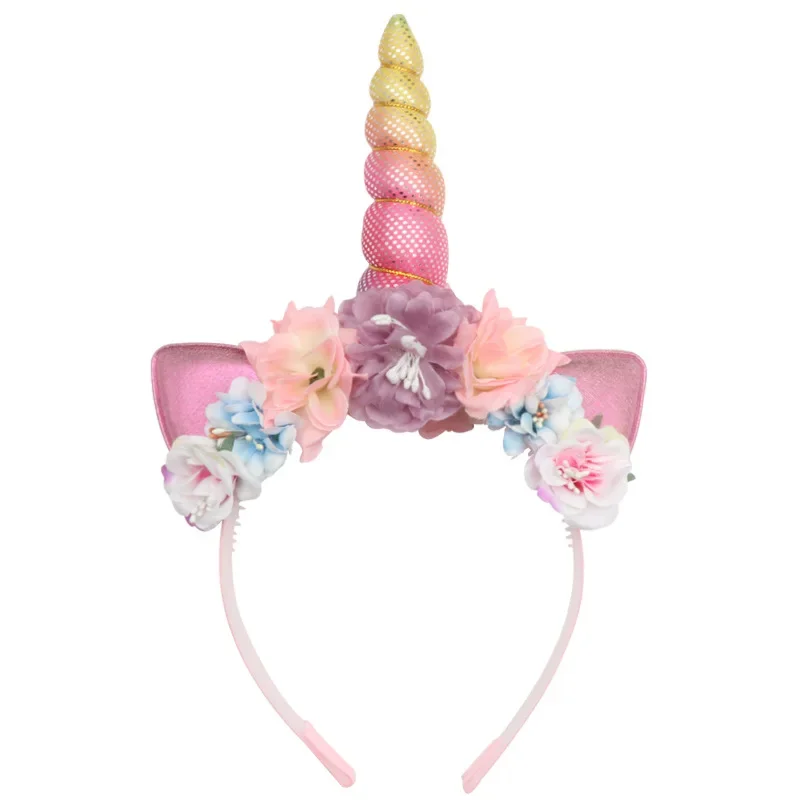 Pink Unicorn Flower Headband Hat Happy Unicornion Girl Birthday Party Decor Princess Birthday Parti Rainbow Unicorn Gifts