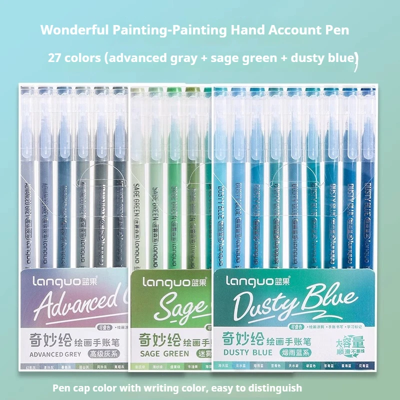 LANGUO 45/9 Kleuren Morandi Kleurrijke Gel Pen Student Schrijven Marker DIY Graffiti Schilderij Tekening Handboek Pennen School Nieuwe kleuren