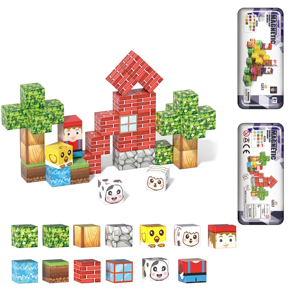 Magnetwürfel für Kinder, STEM-Lernset mit Aufbewahrungsbox aus Eisen, tragbares Konstruktionsspielzeug für Jungen und Mädchen, Weihnachtsgeschenk