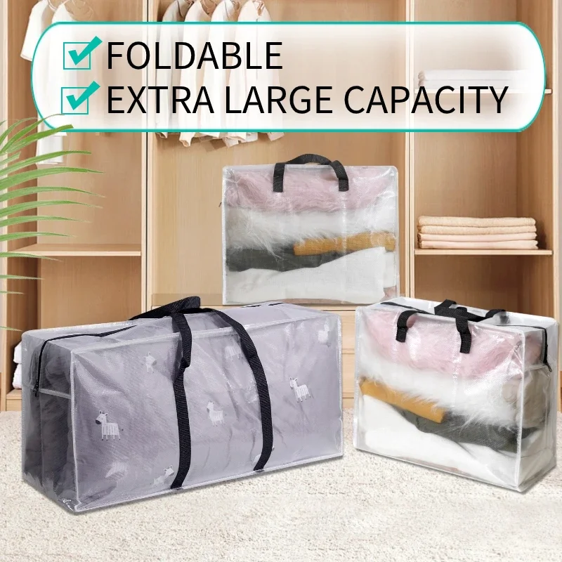 1pcs Heavy Duty Moving Bags with Reinforced Handles - Stronger Handles  Easy Carrying and  of Clothes - Clear