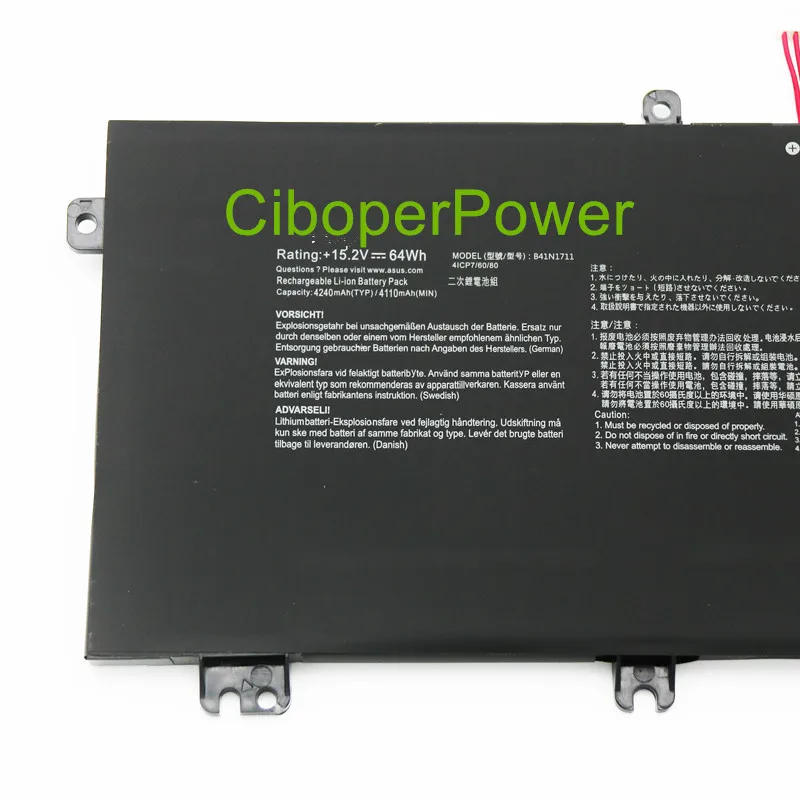 Original quality Laptop Battery 64WH B41N1711 BATTERY for GL503V GL503VD-DB71