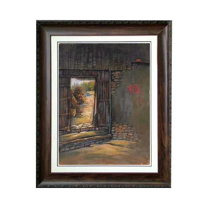 Handmade Original Chinese New Year Rural Sandstone Painting Canvas Landscape Wall Art for Home Decor Ornament Scenery Artwork