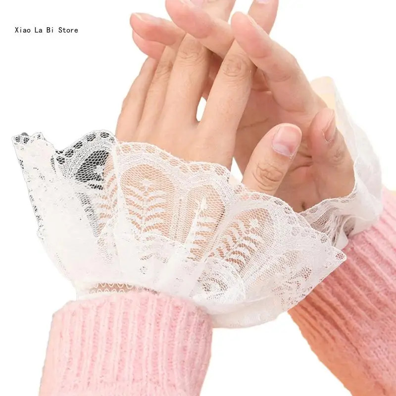 Wrist Cuffs Lace Detachable Faux Sleeve Cuffs for Women False Trumpets Sleeve Clothing Decorative False Sleeve XXFD