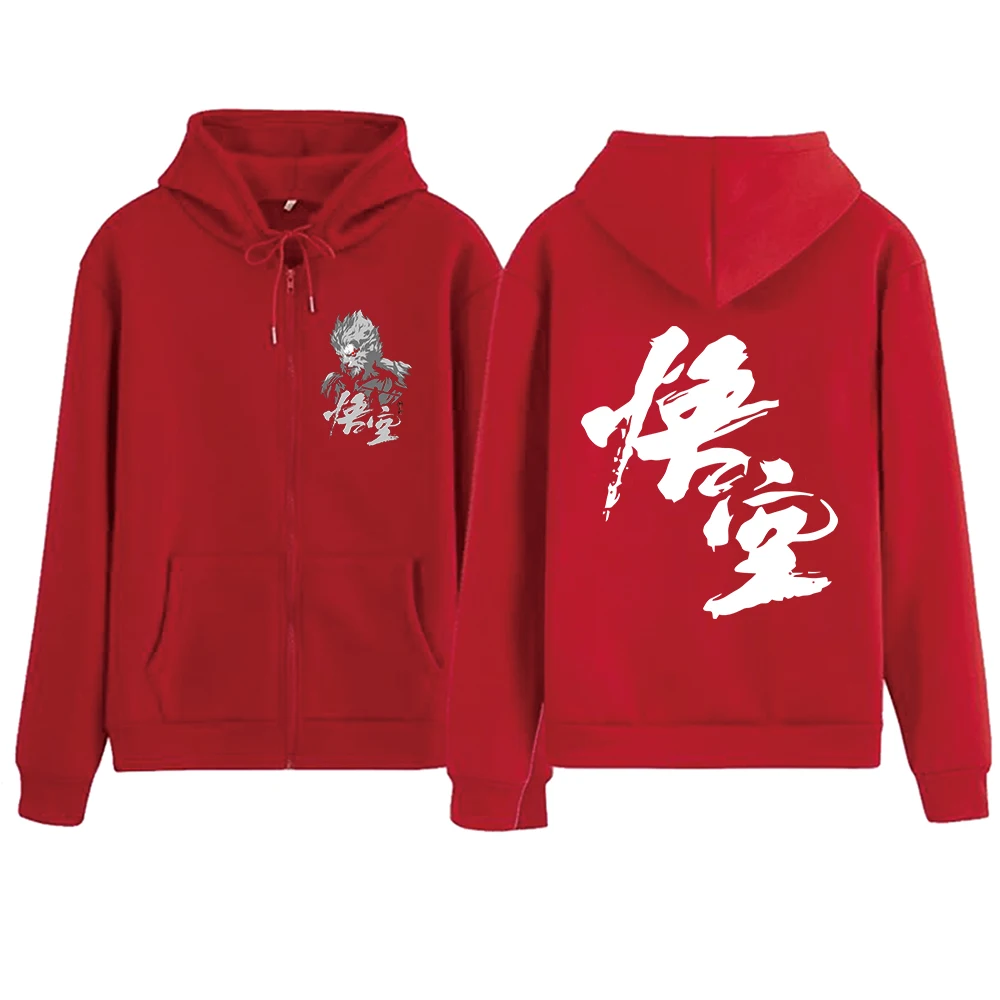 Black Myth Wukong Sun Wukong Zipper Hoodie Harajuku Pullover Tops Sweatshirt Streetwear