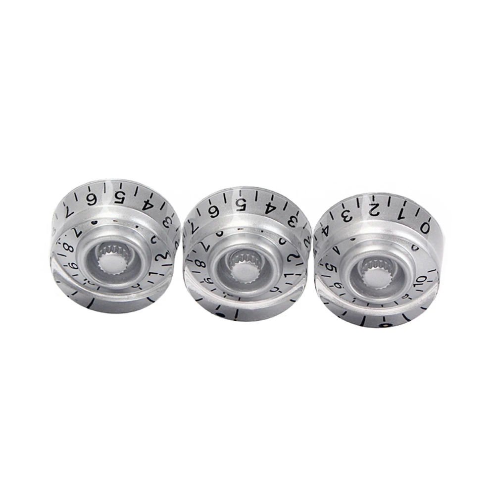 

3Pcs Guitar Volume Tone Control Knobs Premium Plastic Durable Replacement Electric Guitar Parts for Style Large Silver
