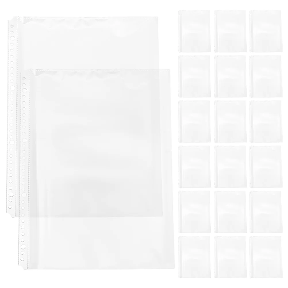 

20Pcs Binder Organizer A4 Document Folder Inserts 30-Hole Transparent Clear Sleeves for Office School Document Protection