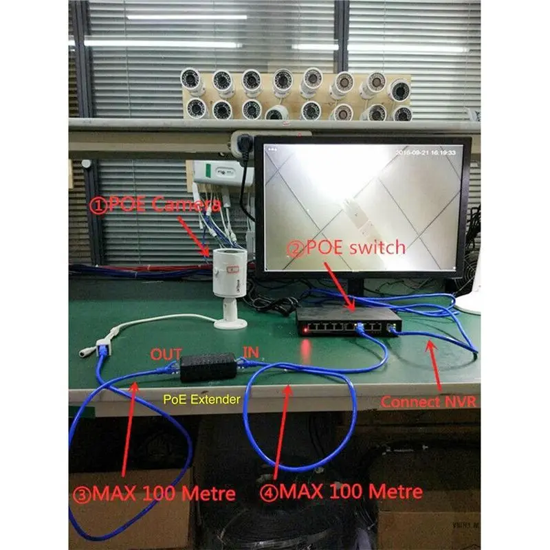 Exquisite-3X 1 Port POE Extender 10/100Mbps With IEEE 802.3Af Standard Input/Output For IP Camera Transmission Distance 120 Mete