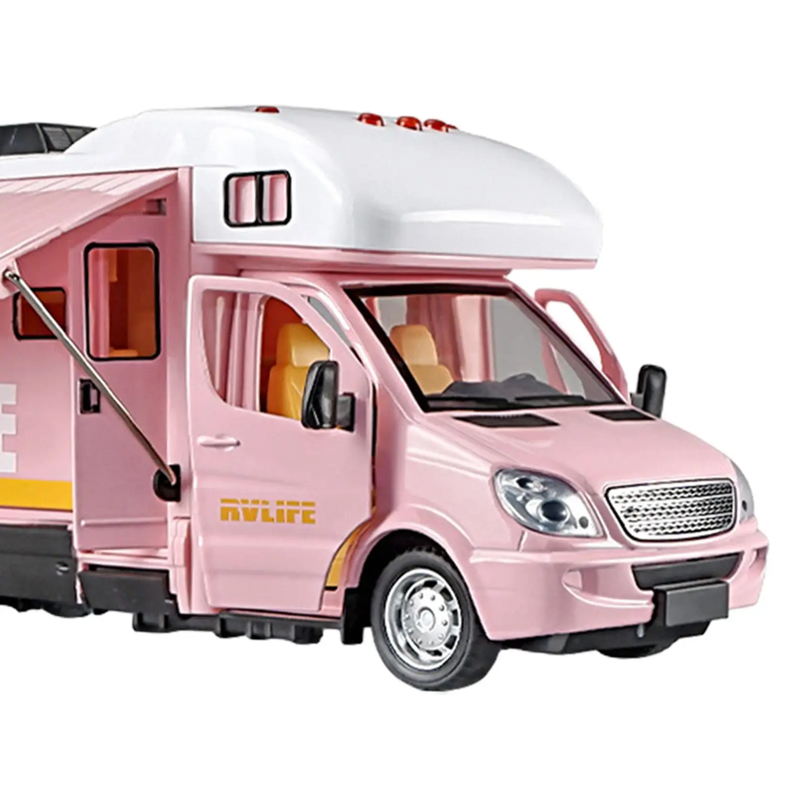 1:32 Side Door Open Alloy Camper Motorhome Toy Diecast Model Car for Tabletop Ornament Party Toy Age 3 4 5 6 Kids Toddlers Gifts