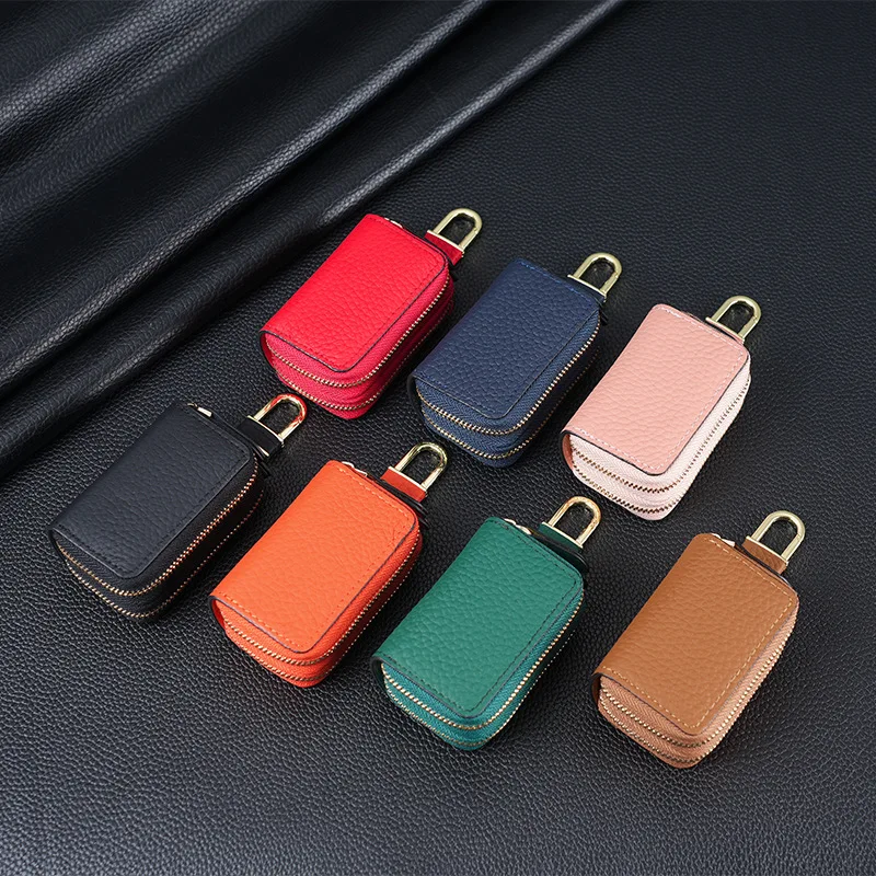 Double layered leather car keyguard, layered cowhide, home waist hanging keyguard, men and women