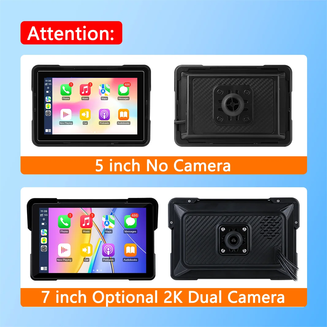 5/7 zoll IPX7 Wasserdichte Motorrad Tragbare Navigation GPS Motorrad Drahtlose Carplay Android Auto Moto Display Screen Monitor – Detail 1