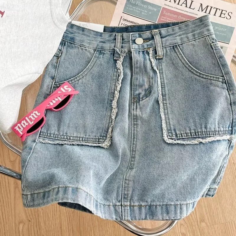 

Новые летние модные брюки прямого кроя для детей, универсальные и универсальные, свободная рабочая одежда, широкие штанины, повседневная джинсовая одежда «пять четвертей»