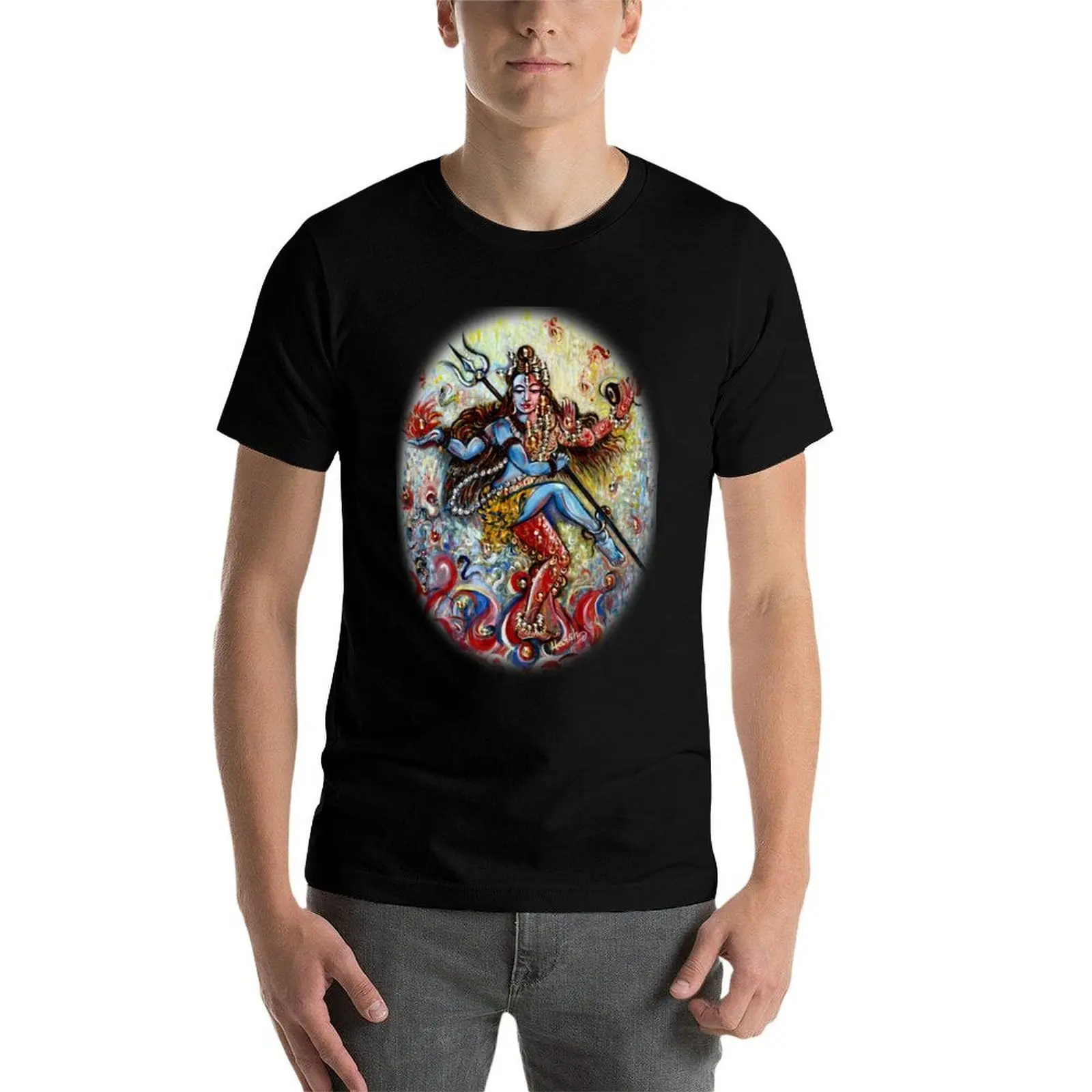 Shiv Shakti T-Shirt Simple Solid Color Crew Neck Tee