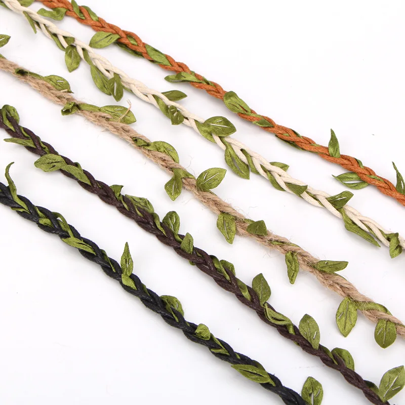 

Simulation Rattan Green Leaf Hemp Rope 10 Meters/roll 3 Shares Kindergarten Handmade Diy Braided Rope Festival Decorate
