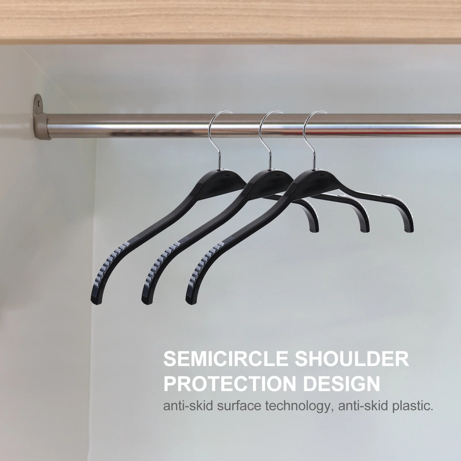 

10 pcs Traceless Plastic Coat Hangers 30Kg Heavy Duty Anti-Skid Rustproof Sun-Resistant Semicircle Shoulder Protection Clothing