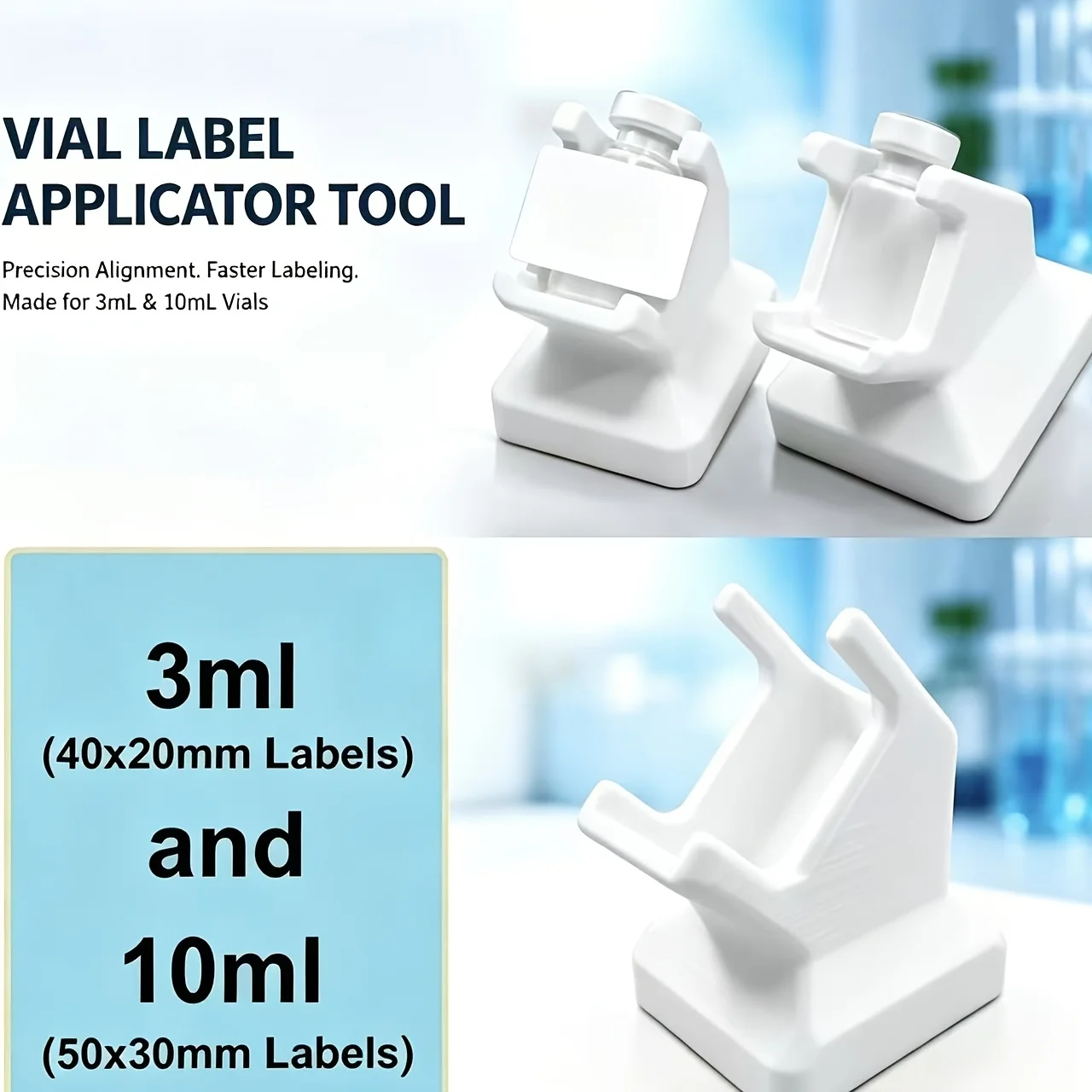 2Pcs Small Bottle Labeling Tool, for 0.1oz & 0.34oz Labels, Precision Guide for Batch Labeling, Lab Use