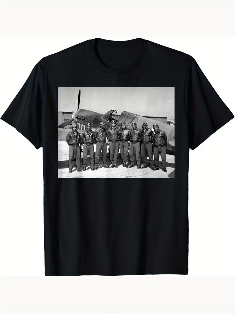

Retro Airmen Black History World War 2 Pilots design-100% cotton summer O-neck short sleeve casual printed men's T-shirt.
