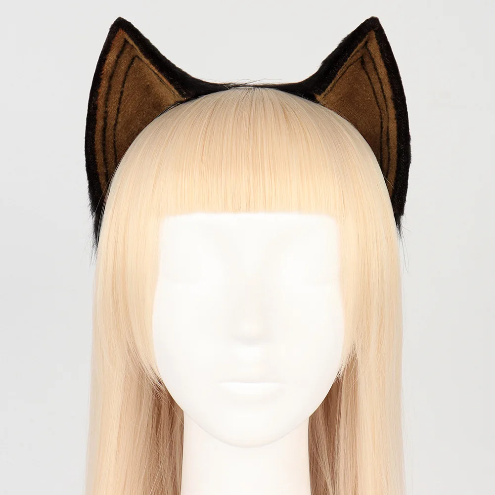 Genshin Impact Dehya Headwear Brown Black Cute Cosplay Accessories Simulation Beast Kitten Ears Halloween Animal Headband Props