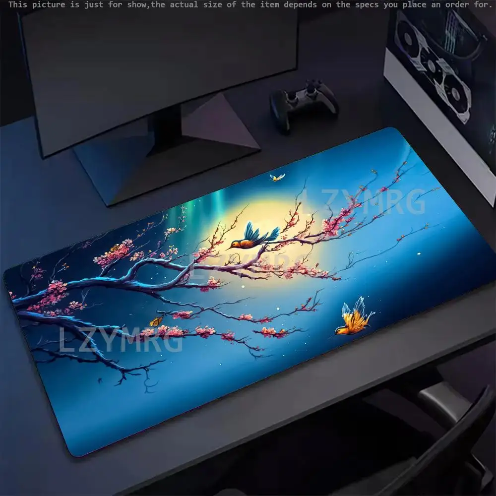 

Large Anti-Slip Rubber Gaming MousePad Sakura Scenery Moon Mouse Pad Durable Deskmat Thick Seam Edge Suitable for Offices Gaming