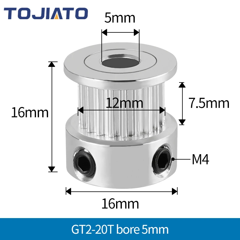 10pcs GT2 Timing Pulley 16 20 Tooth 2GT Pulley Bore 5 6.35 8mm Belt Width 6/10mm Synchronous Wheels Gear 3D Printer Parts