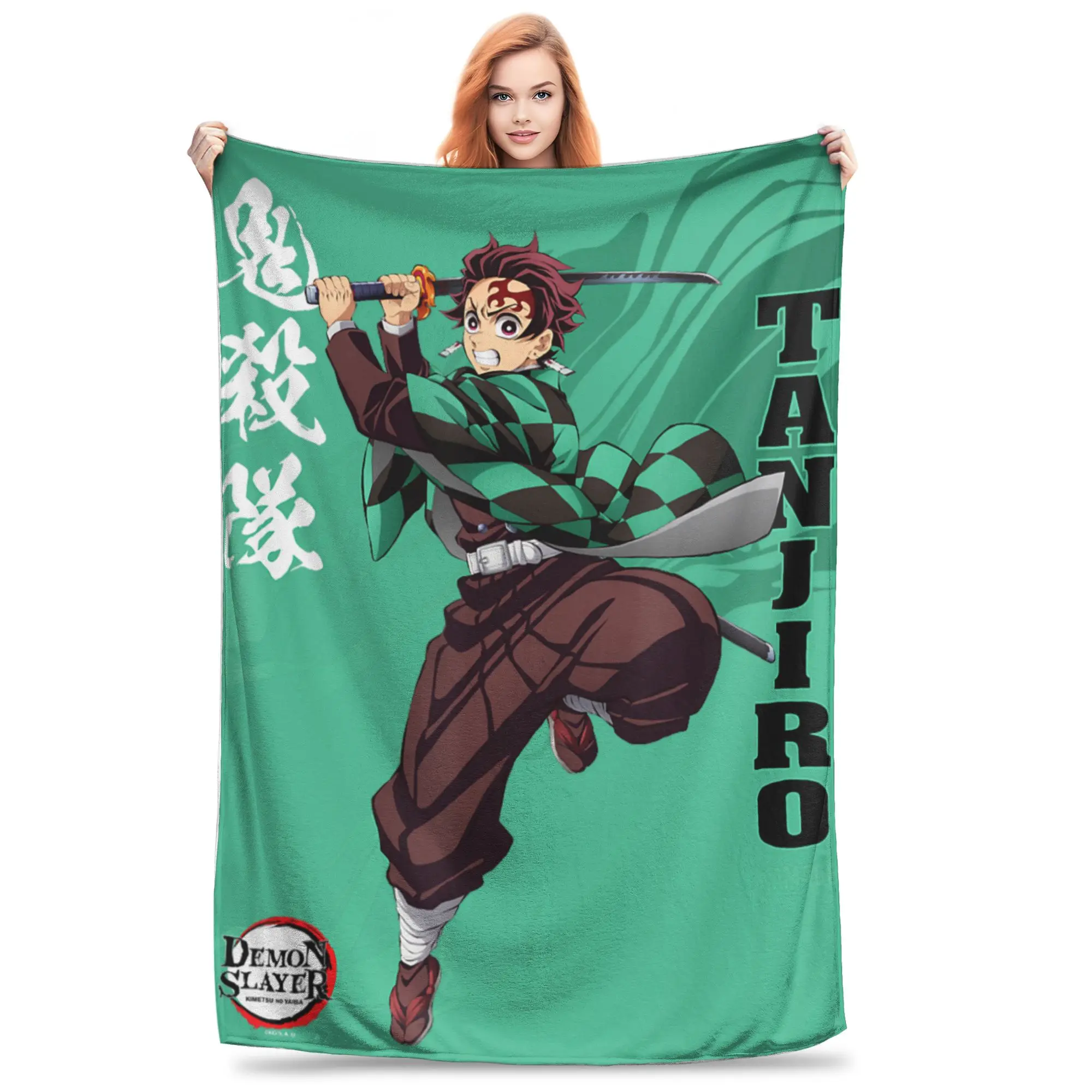 1PC Demon Slayers Infinity Castle Tanjiro Kamado Sword Art  Winter Blankets for Adults Bedding Home Interior Sofa Knee