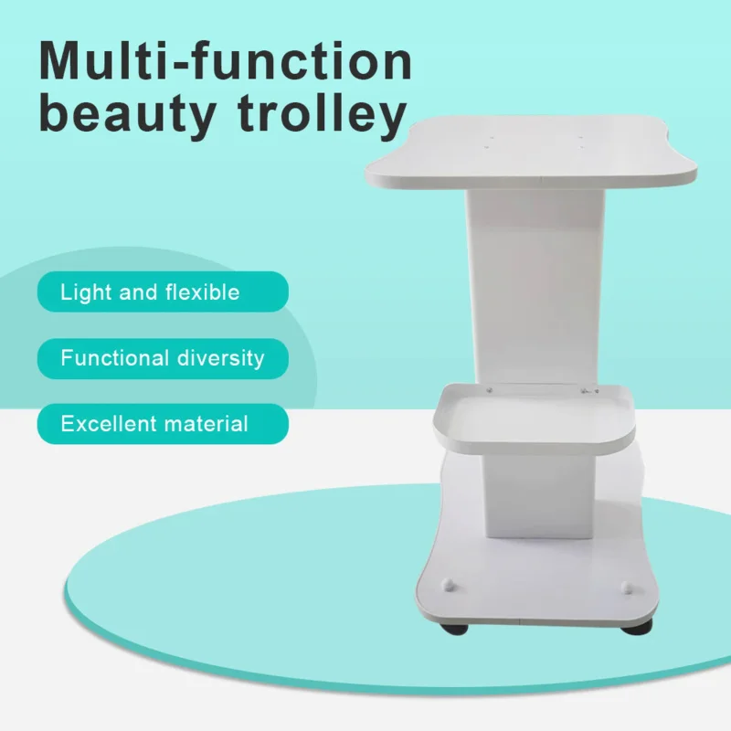 

Multi function Beauty Salon wooden Trolley Use Pedestal Rolling Cart Wheel aluminum stand for Beauty Parlor family and salon