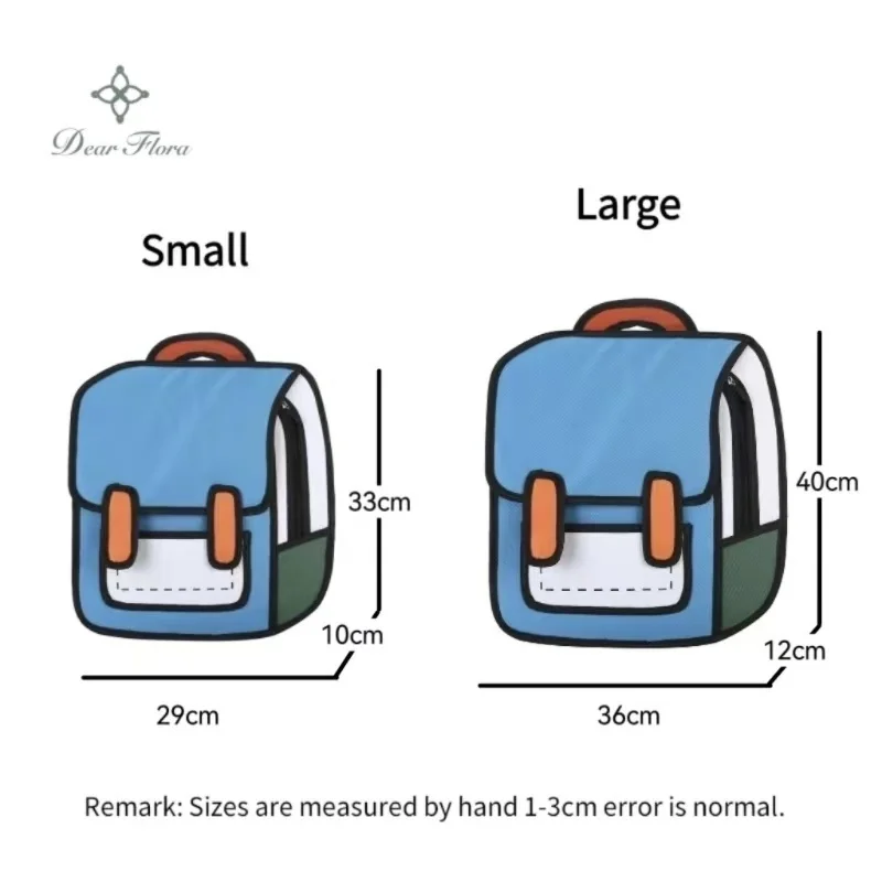 학생 배낭 귀여운 대용량 방수 조절 스트랩 지퍼 책 보관, 남녀공용 2D 드로잉 데이팩, 여행 배낭