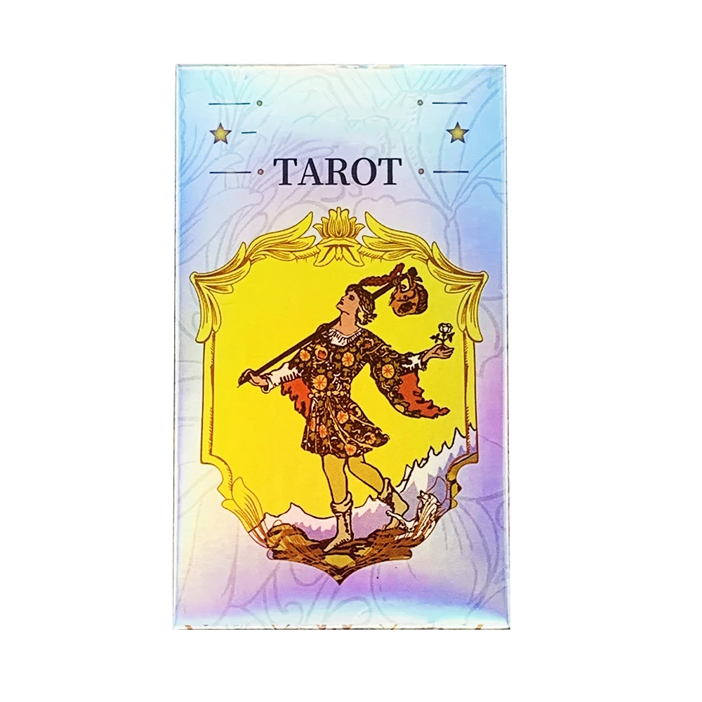 Holographic Tarot Cards 78Pcs English Version Classic Tarot Deck Fortune Divination Board Game Spiritual Cards for Beginners