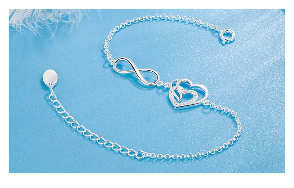 ZDADAN 925 Sterling Silber Einfaches Zirkon Herzförmiges 8 Armband Für Frauen Modeschmuck – Detail 5