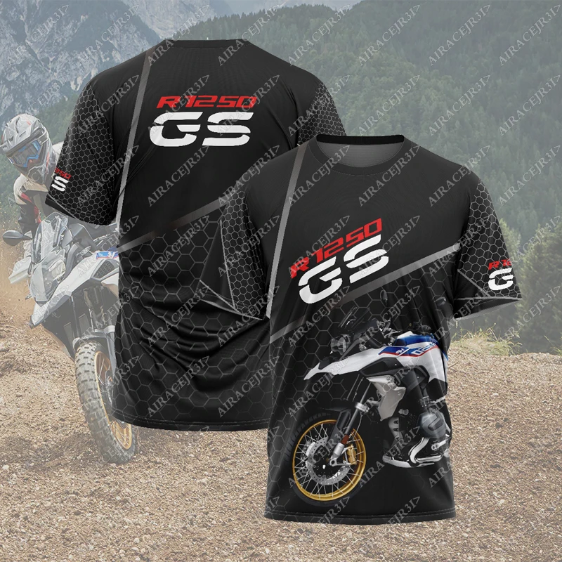 R1250 GS Motorrad Ride Travel Adventure Racing Jerseys Motorcycle Sports T-Shirt Summer Quick-Dry Stripe Leisure Black