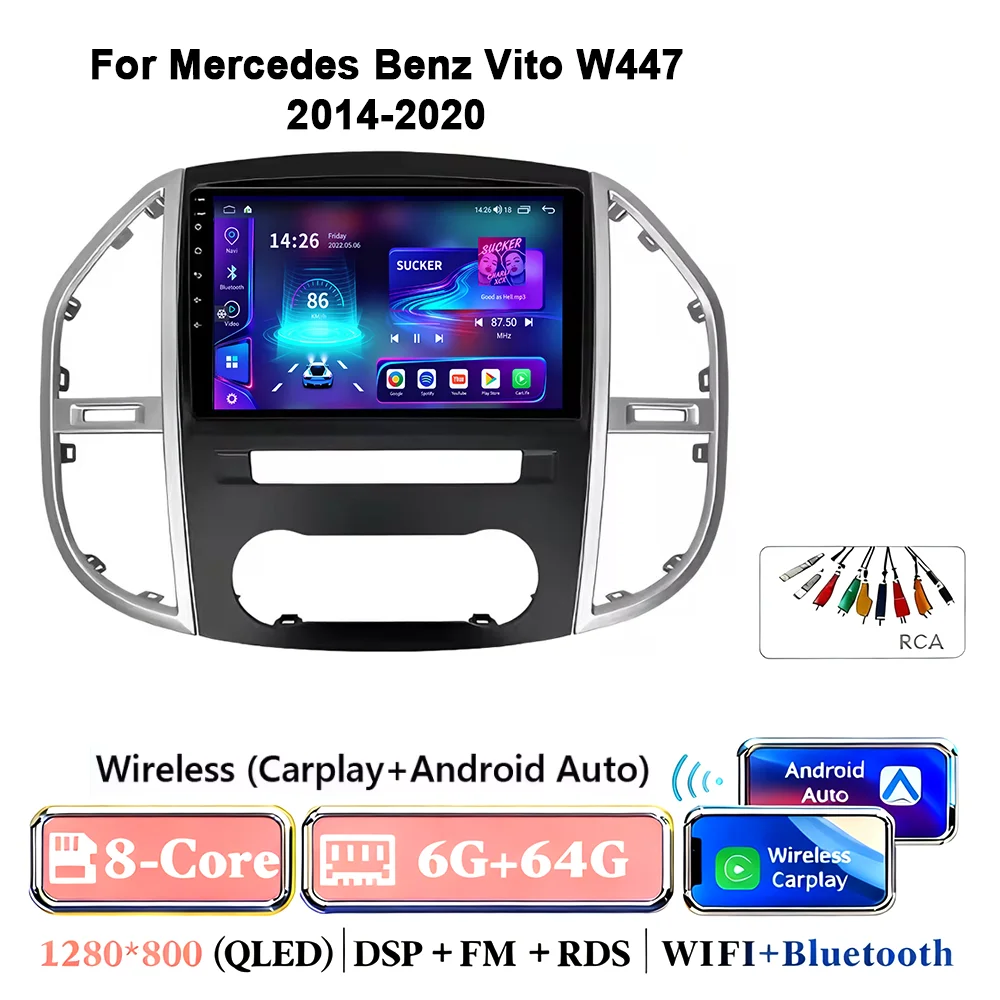 Android 17 autoradio voor Mercedes Benz Vito 3 W447 2014-2020 2K QLED Android multimediaspeler 4G stereo CarPlay head unit