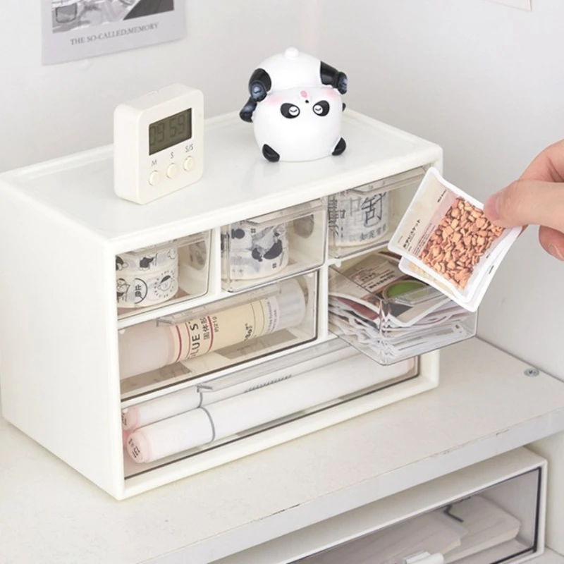 1pc Desktop Organizer with 6 Drawers,Spacious Multifunctional Storage Container for Office Supplies Stationery Dorm,Desk Storage