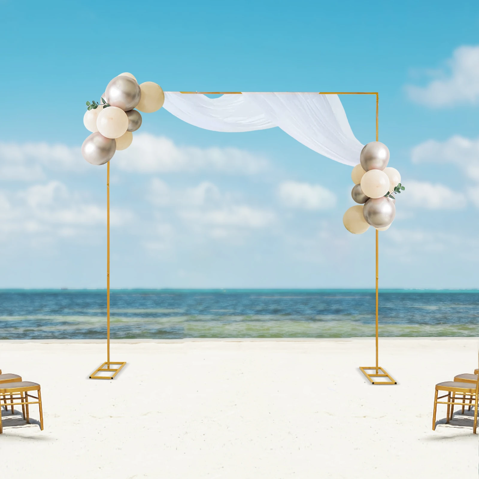 9.8x9.8ft/ 3x3m ouro arco de casamento quadrado pano de fundo suporte de balão de casamento quadro de metal para cerimônia festa de aniversário deco