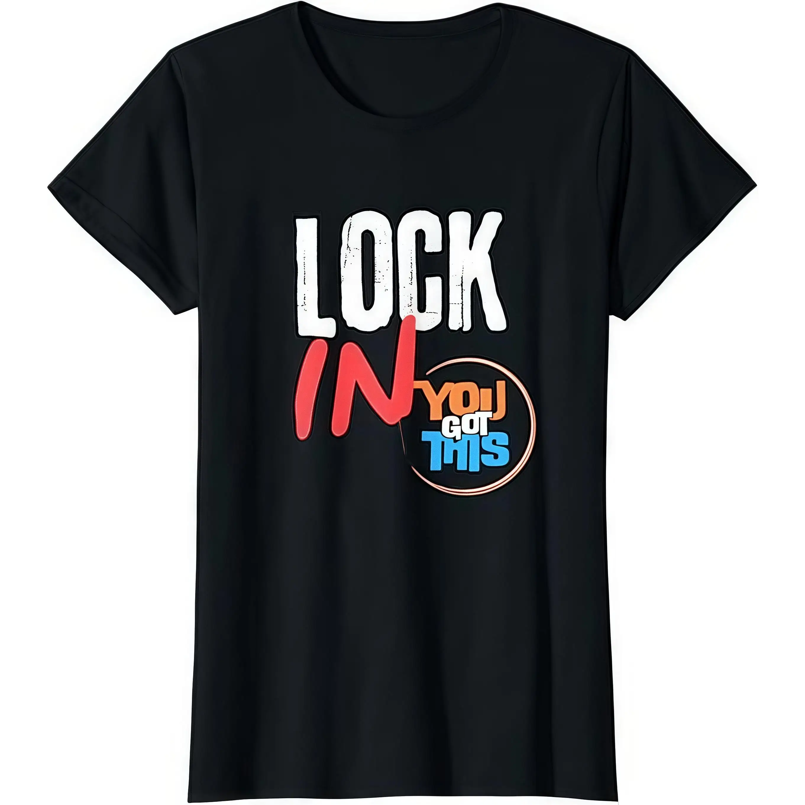 

Women's Motivational T-Shirt "LOCK IN You Got This" Focus Energy Workout Gym Tee Inspirational Gift Top