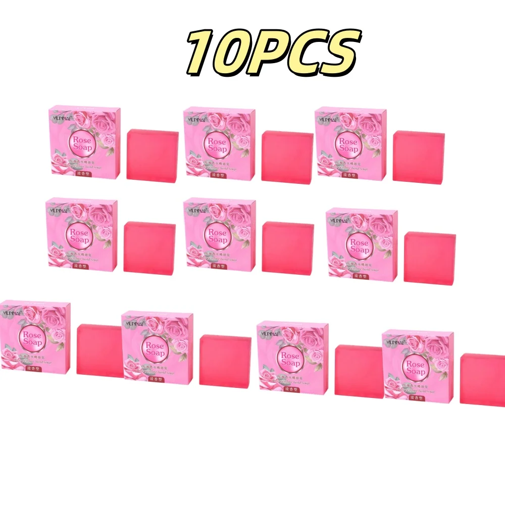 

10PCS Rose Essential Oil Soap Handmade Treatment Acnes Face Moisturizing Gently Anti Rebelles Smooth Butter Bath Skin Care Tool