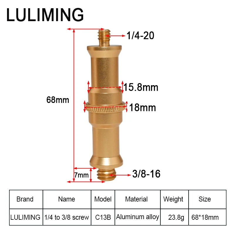 1/4 to 3/8 1/4 Inch Flash Bracket Conversion Screw Aluminum Alloy Camera Tripod Mount Adapter Photography Equipment Long Screw