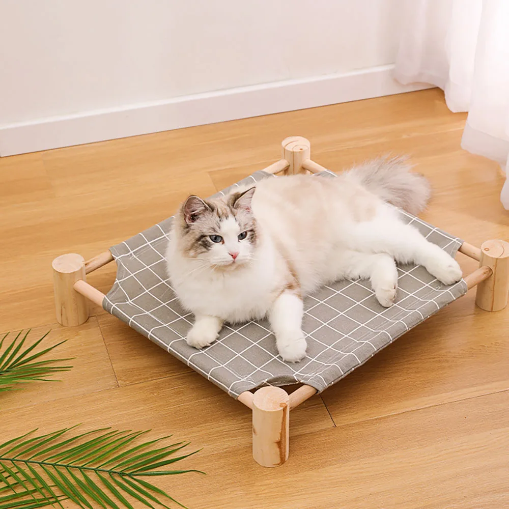 New 2024 Solid Wood Cat Bed Sleep Cat\'s Nest Foldaway Bed Kennel Outdoors Pets Lounge Chair Pet Bed Pet Supplies Indoor