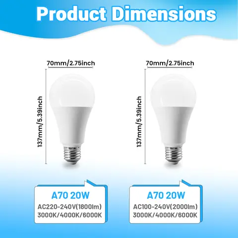 1-10PCS 110V AC220V 20W LED Bulb Lamps Flicker-free E27 light Daylight CRI80+ 3/4/6000K for home bedroom foyer derec