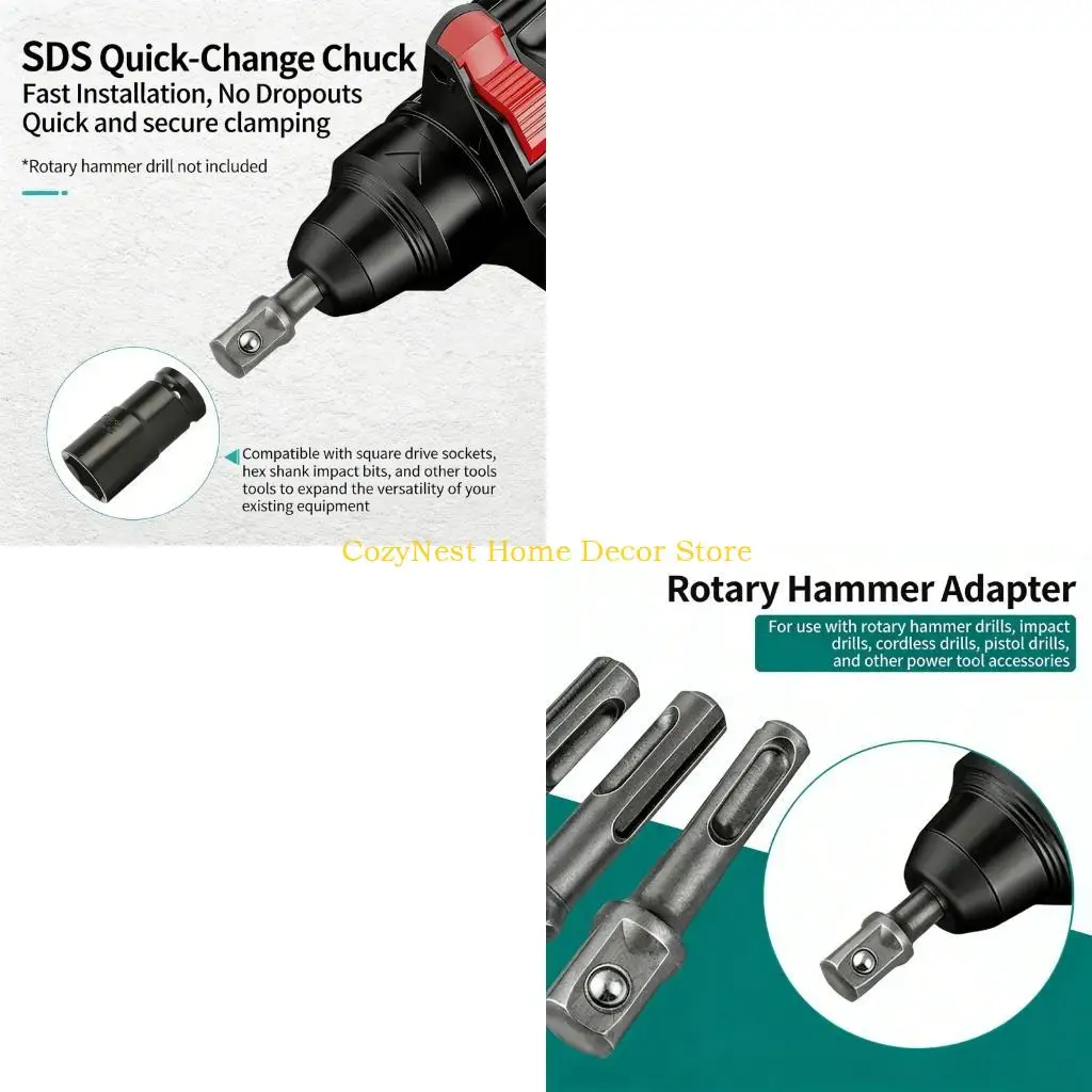 

92MF 3Pcs Impact Drill Hammer Adapters For Secure And Efficient Bit Replacement