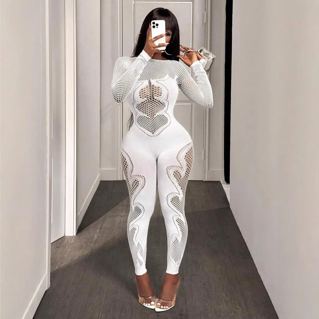 

Весенне-осенний женский сексуальный комбинезон с длинными рукавами, нейлоновый бесшовный облегающий вязаный комбинезон с высокой талией