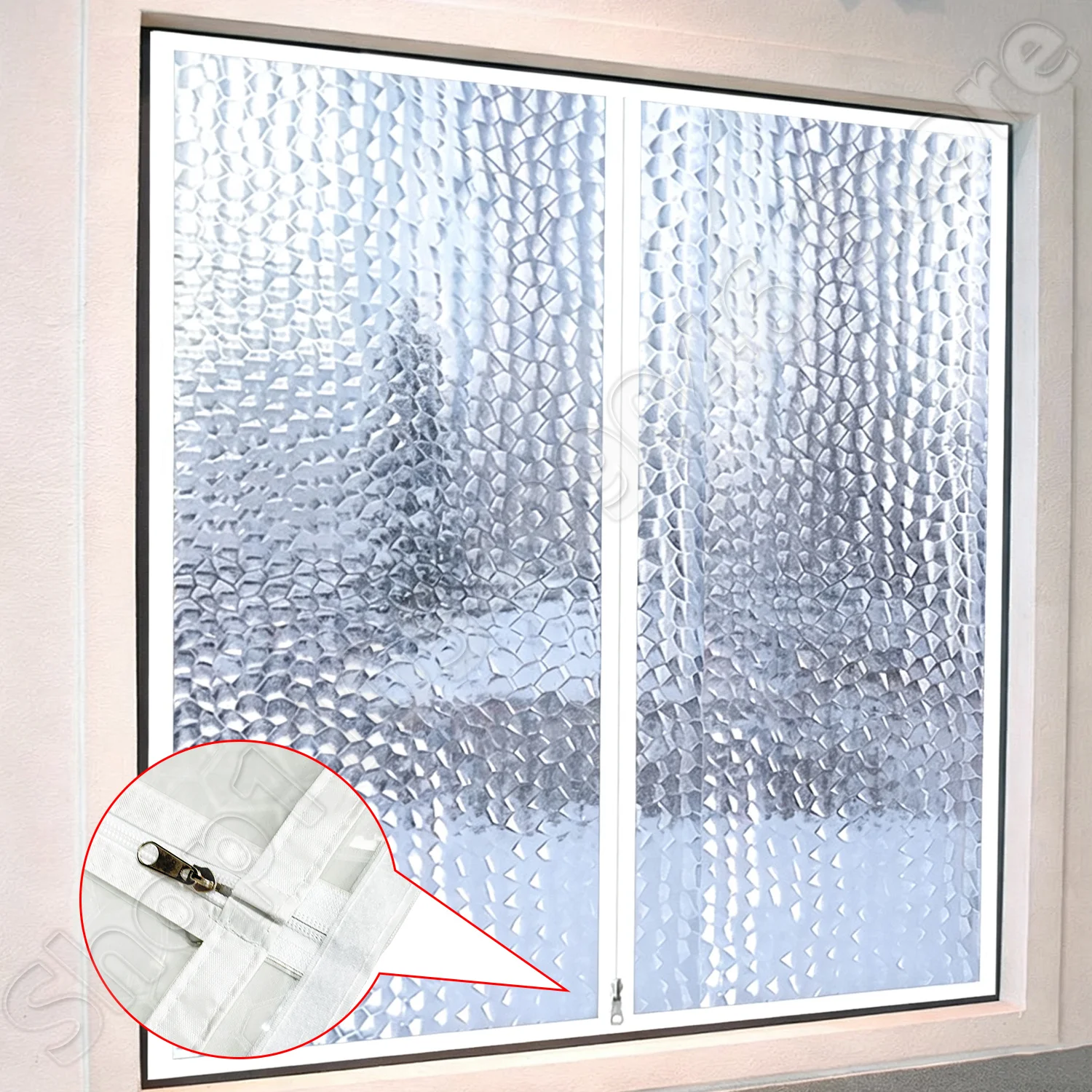 White winter warm and insulated curtains, diamond free self-adhesive insulated curtains windproof and cold proof sealed curtains