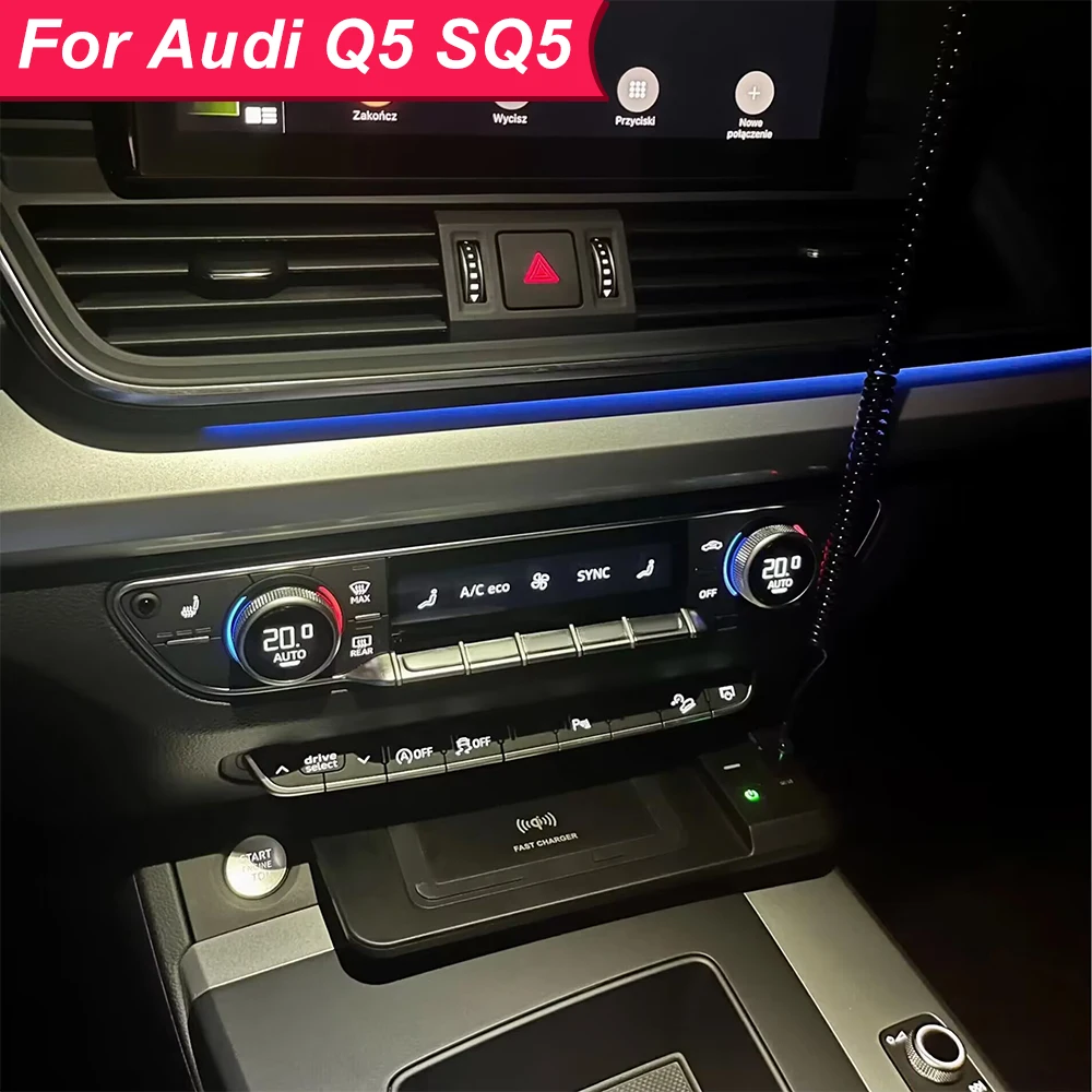 

Plug and play wireless charger for Audi Q5 SQ5 2018-2023 phone holder mobile mount 15W charging plate pad accessories interior
