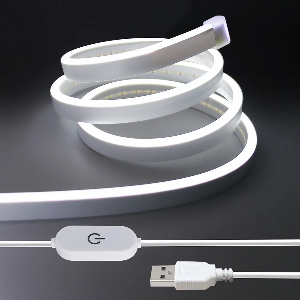 5V pasek Neon LED USB z możliwością przyciemniania zestaw czujników dotykowego elastyczna taśma Led oświetlenie wodoodporna lampa do dekoracji