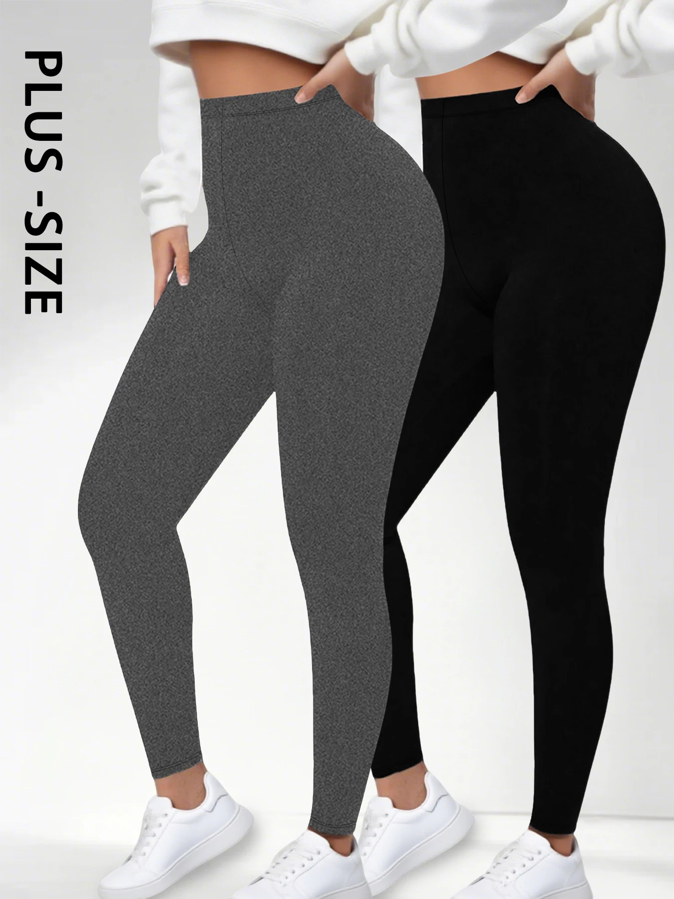 

Комплект из 2 штук: супермягкие леггинсы больших размеров для женщин — высокоэластичные тайтсы для йоги, бега, тренировок и повседневной носки