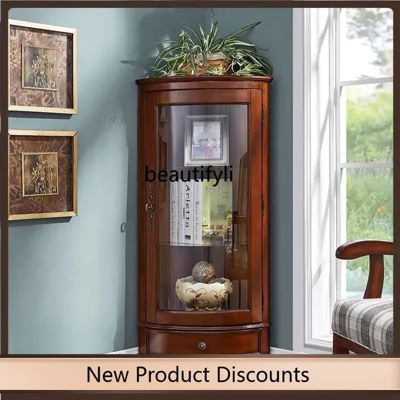

X f4567All solid wood corner cabinet, living room, side cabinet corner cabinet corner curved wine cabinet