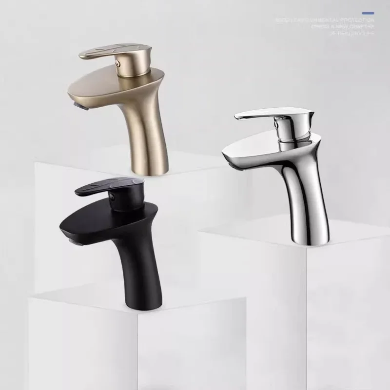 

Light Luxury Design Brushed Gold Basin Faucet Single Hole Bathroom Home Simple Wash Basin Wash Basin Single Hole Faucet