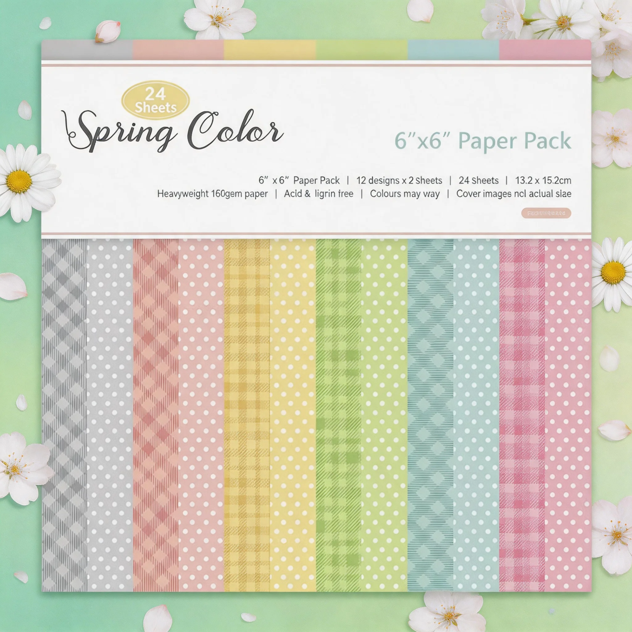 Pacote de Papel Artesanal Pastel Primavera com 12 Folhas para Scrapbooking, Criação de Cartões, DIY, Papel de Fundo para Origami com Cortadores