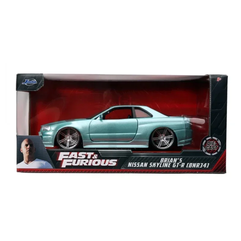 1:24 	 Brian's 2002 Nissan Skyline GT-R (BNR34) carro de brinquedo Metal 12 + y Diecast Car Coleção de presentes para crianças J200