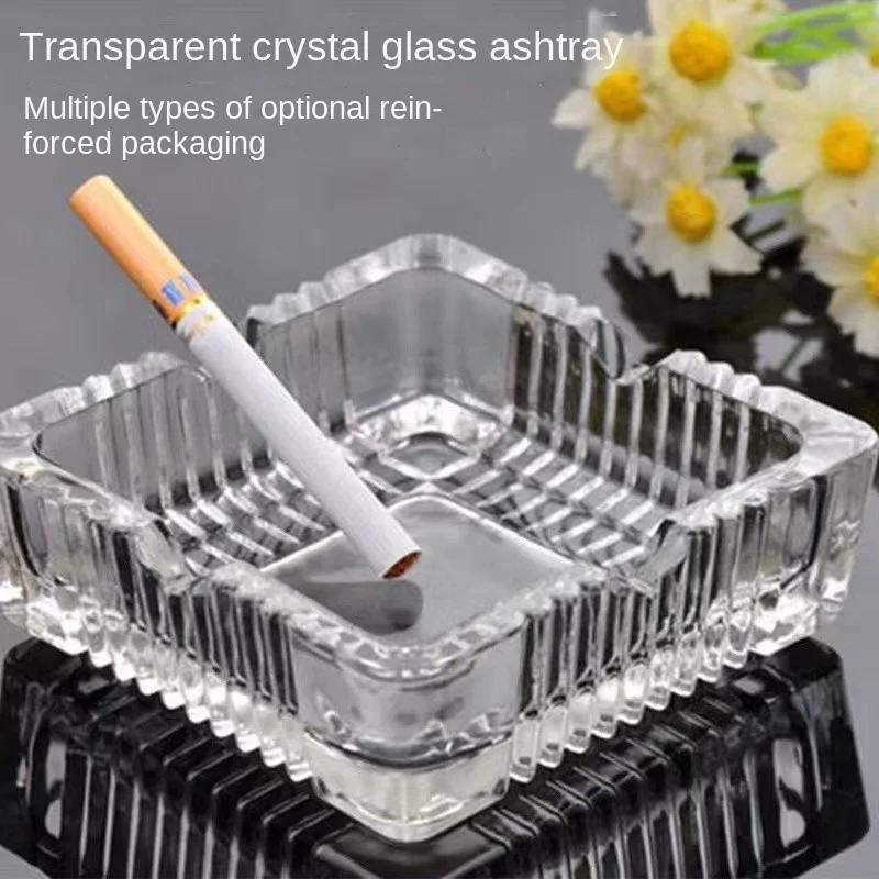 

Creative and Personalized Ashtray, Home Glass Ashtray, Office Living Room, Crystal Trendy Square Ashtray Home Accessories