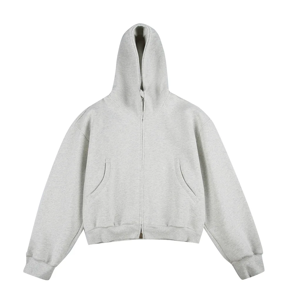 

Новая мужская толстовка-кардиган в американском ретро-стиле, однотонная, с капюшоном, на молнии, универсальная, повседневная, свободного кроя, популярная среди молодежи, модель 2026 года.